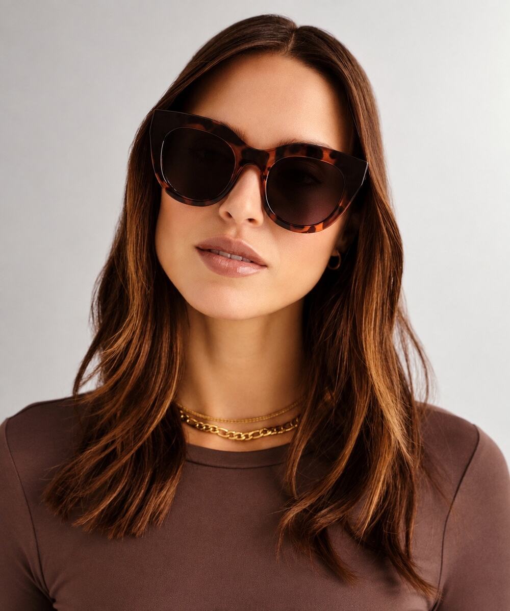 Le Specs Air Heart Women’s Oversized Cat Eye Tortoise Sunglasses
